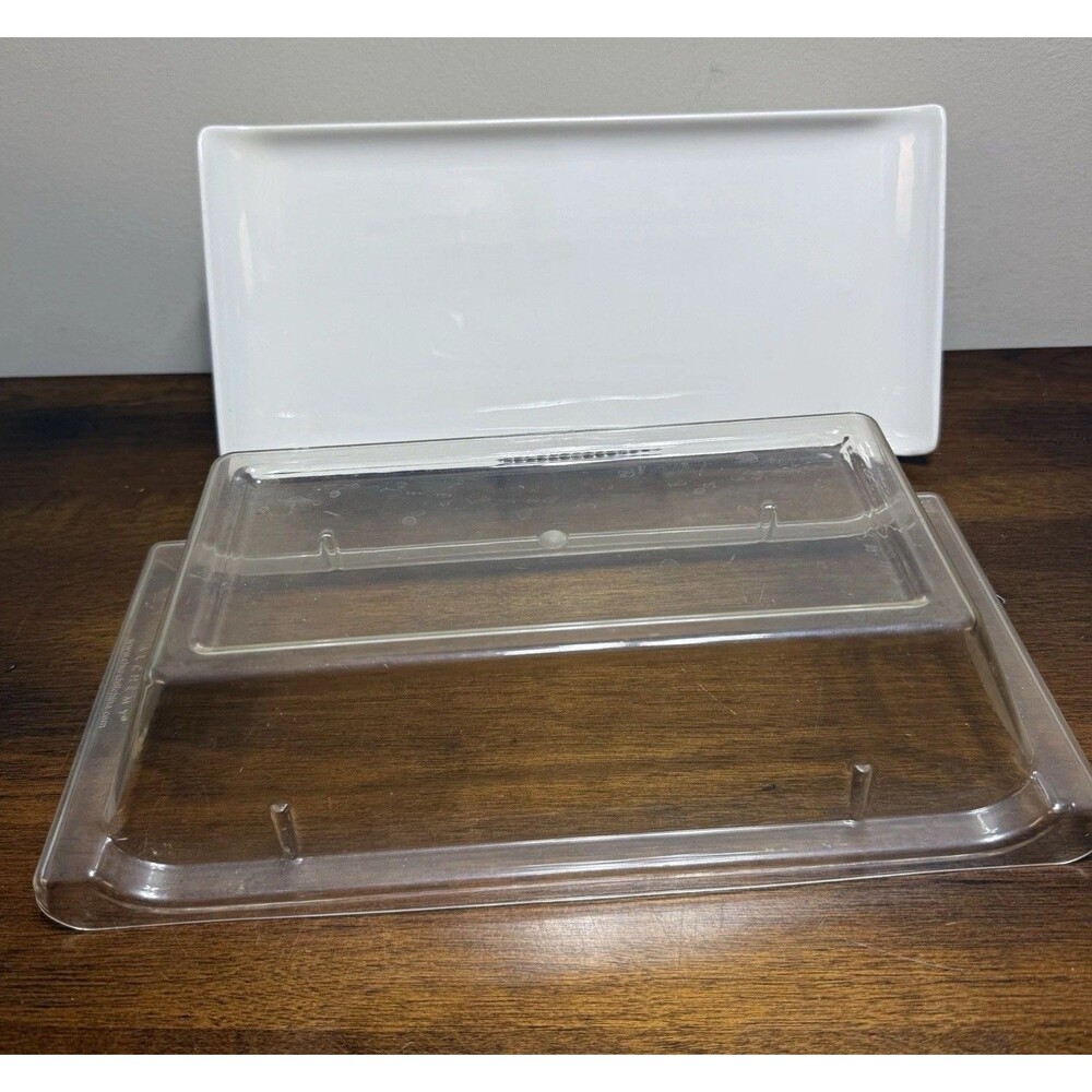 Churchill Alchemy Balance Porcelain China Tray With Cover Lid White Rectangle